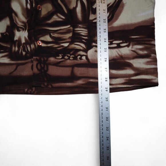 R-World Vintage Japanese Anime Warrior Double Sided Button Shirt Men's L - Picture 7 of 8